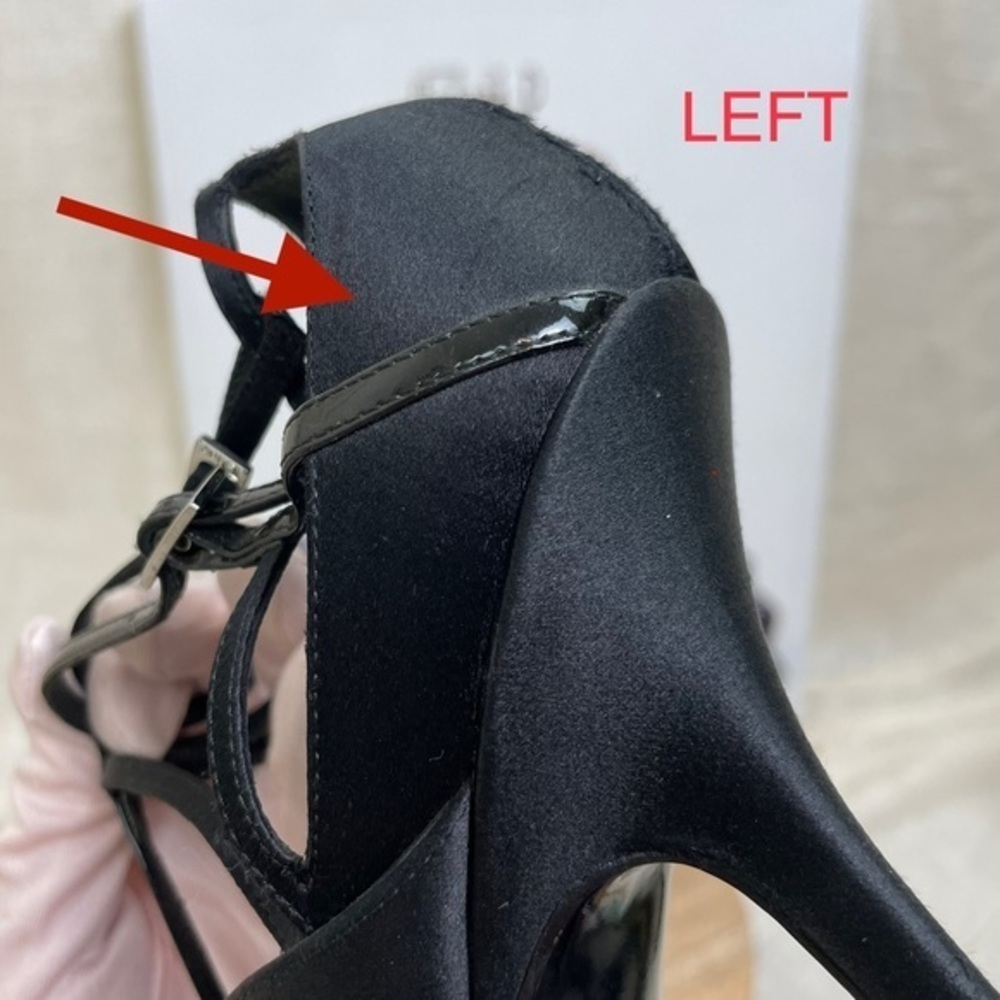 DIOR by JOHN GALLIANO Black Leather& Satin Multistrap Pointed Toe Heels - Picture 14 of 16